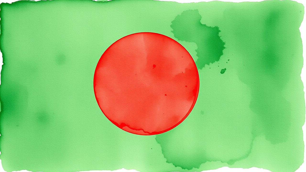 Flag of Bangladesh 🇧🇩 in watercolor style