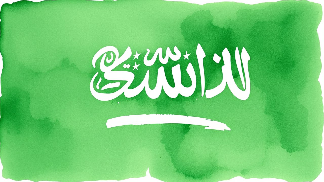 Flag of Saudi Arabia 🇸🇦 in watercolor style