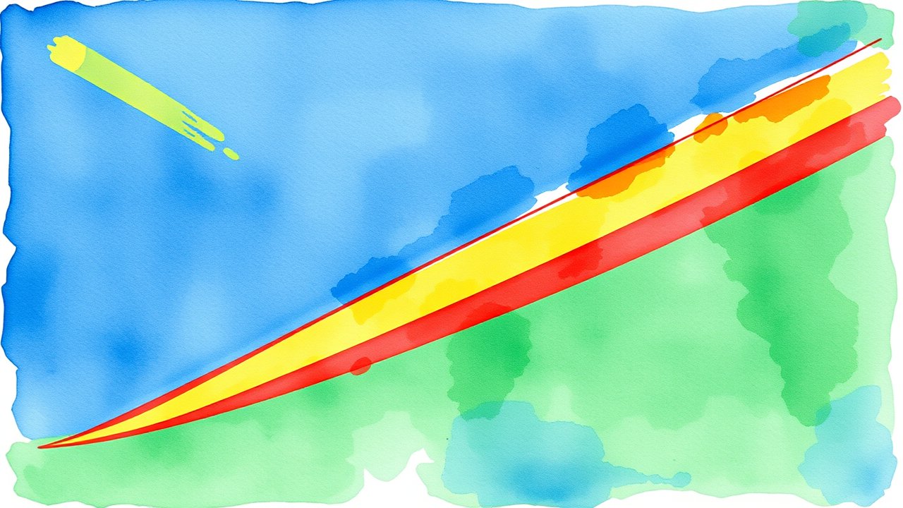 Flag of Seychelles 🇸🇨 in watercolor style