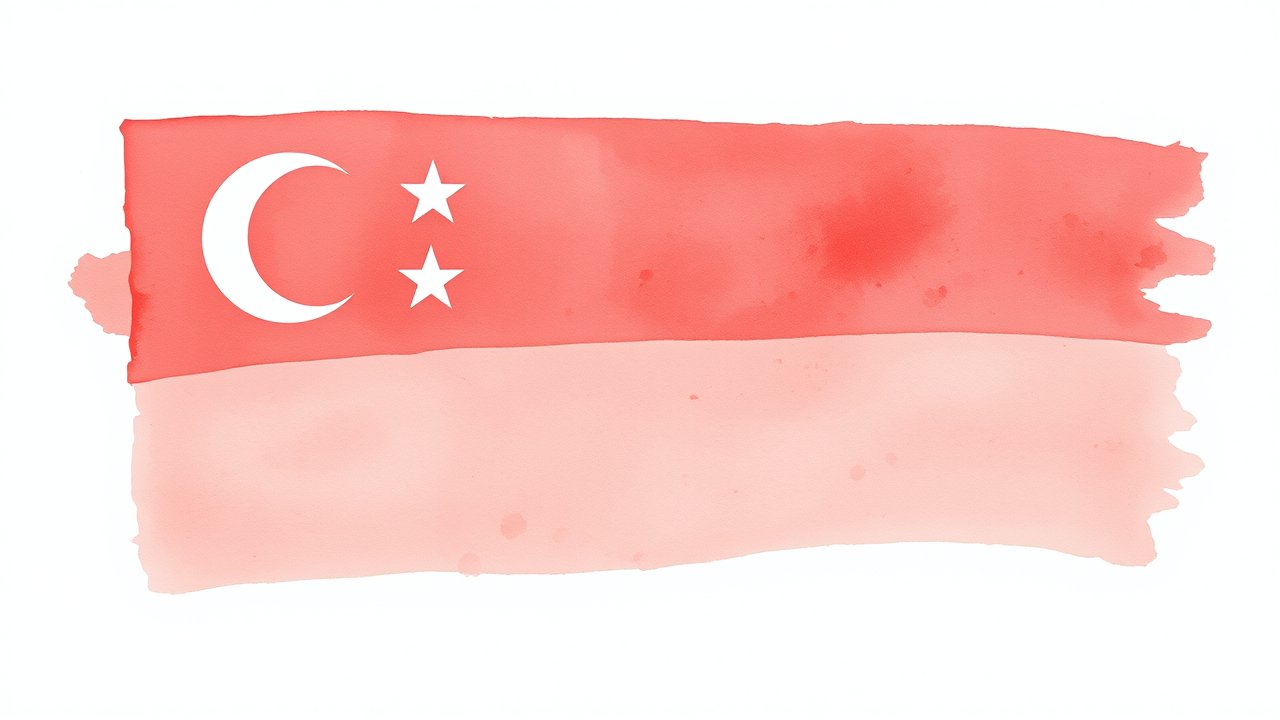 Flag of Singapore 🇸🇬 in watercolor style