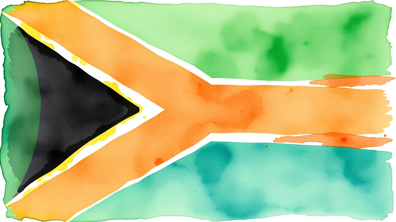 Flag of South Africa 🇿🇦 in watercolor style