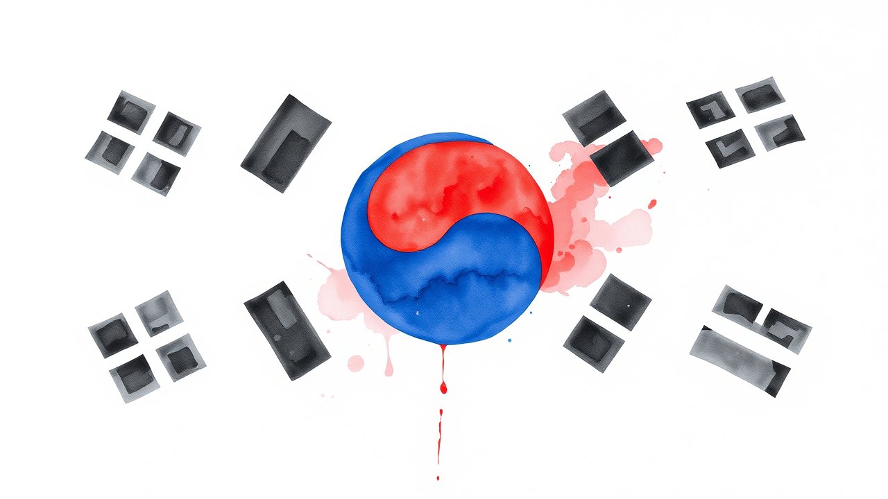 Flag of South Korea 🇰🇷 in watercolor style