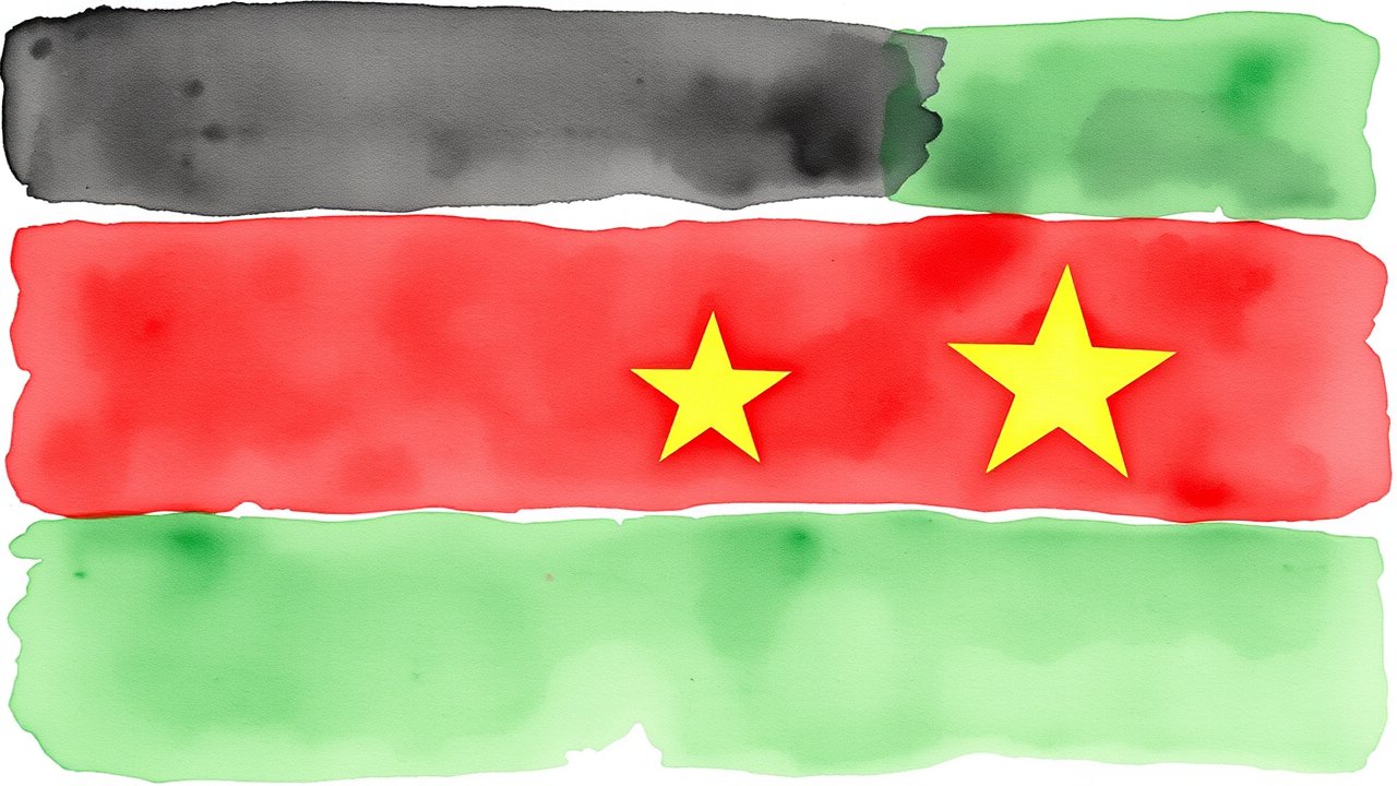 Flag of South Sudan 🇸🇸 in watercolor style