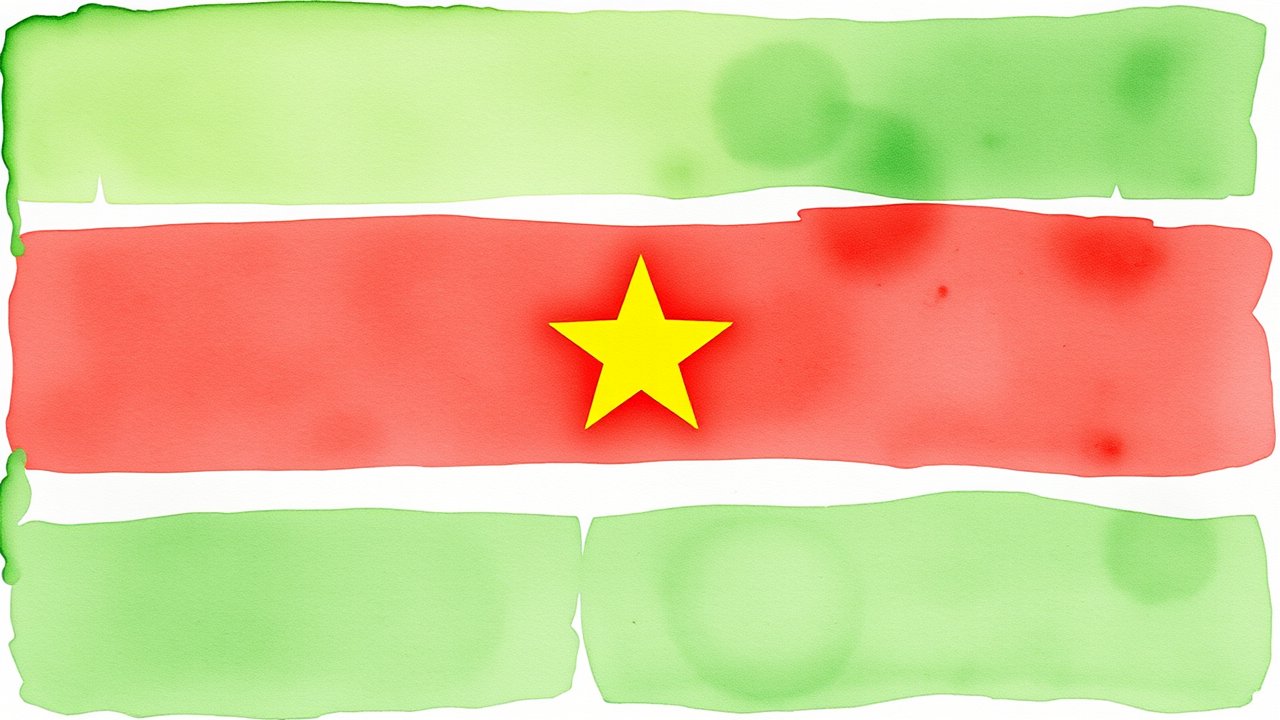 Flag of Suriname 🇸🇷 in watercolor style