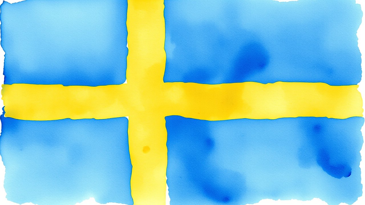 Flag of Sweden 🇸🇪 in watercolor style