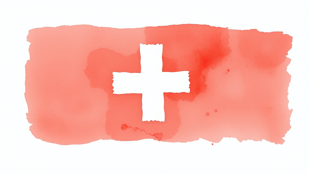 Flag of Switzerland 🇨🇭 in watercolor style