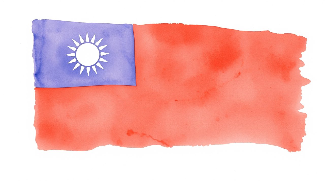 Flag of Taiwan 🇹🇼 in watercolor style