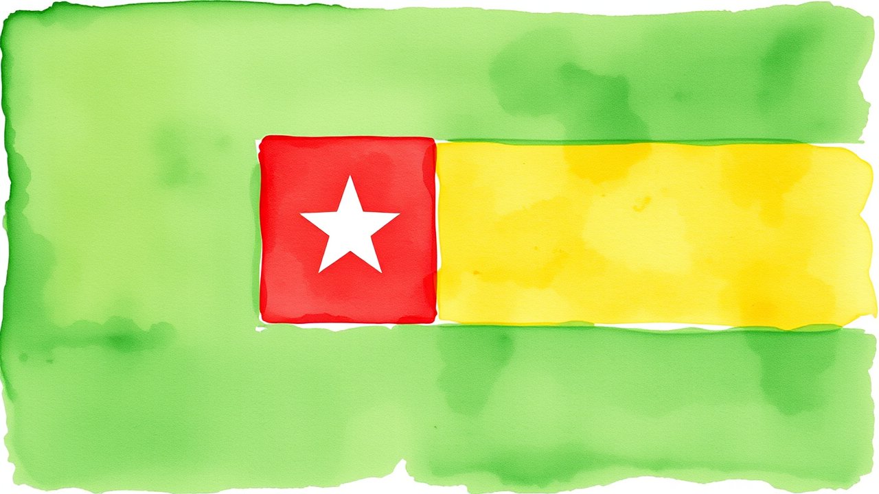 Flag of Togo 🇹🇬 in watercolor style