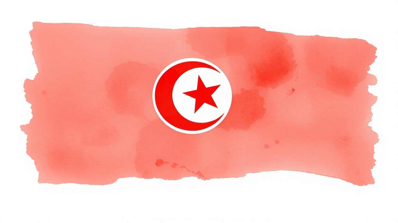 Flag of Tunisia 🇹🇳 in watercolor style