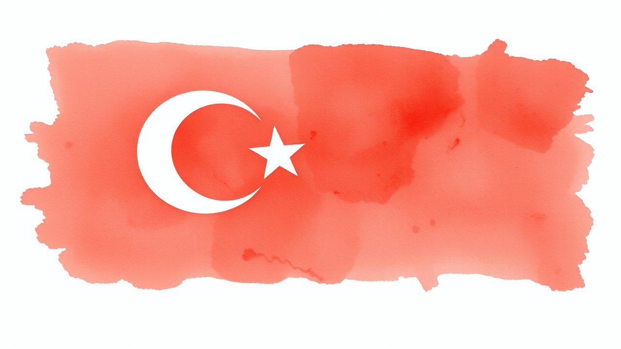 Flag of Turkey 🇹🇷 in watercolor style