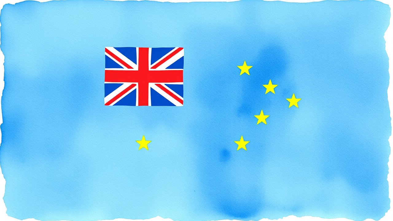 Flag of Tuvalu 🇹🇻 in watercolor style
