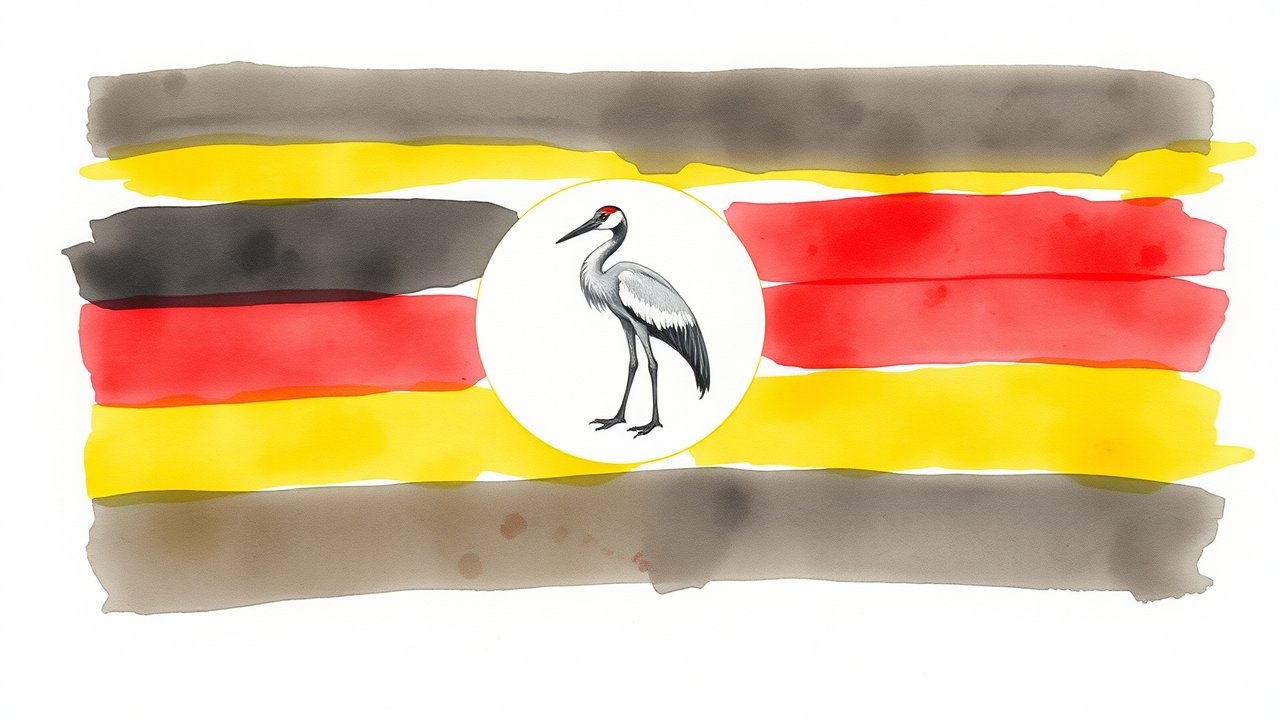 Flag of Uganda 🇺🇬 in watercolor style