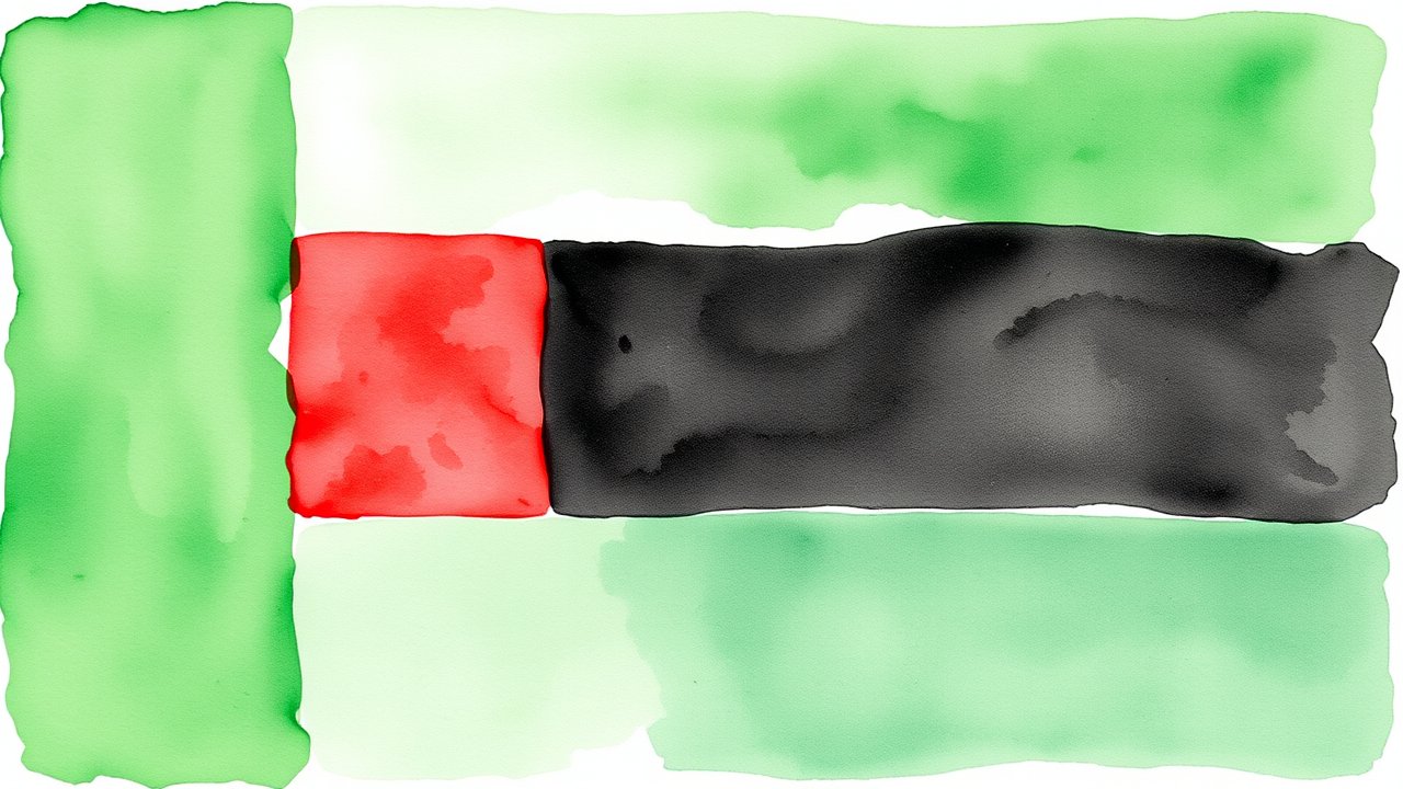 Flag of United Arab Emirates 🇦🇪 in watercolor style