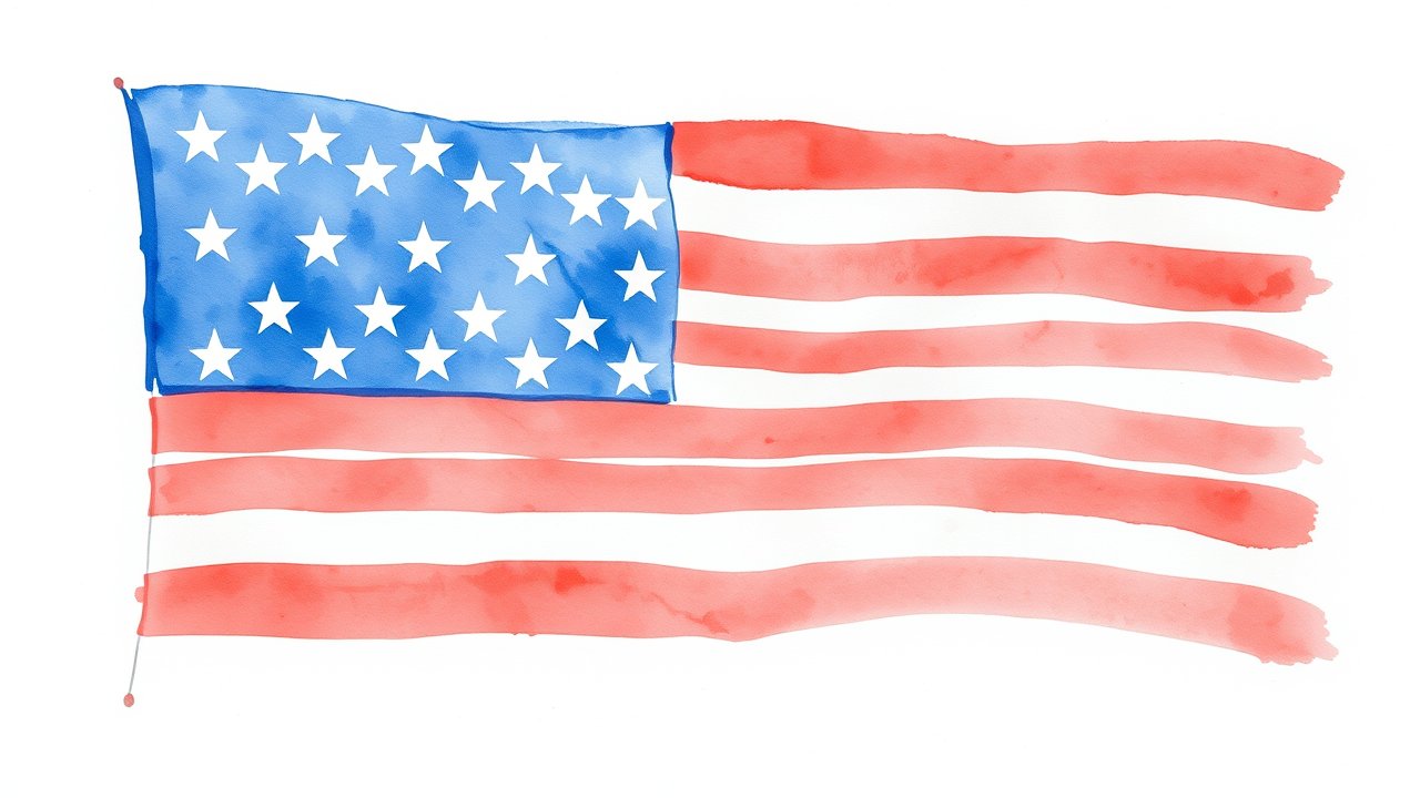 Flag of United States 🇺🇸 in watercolor style