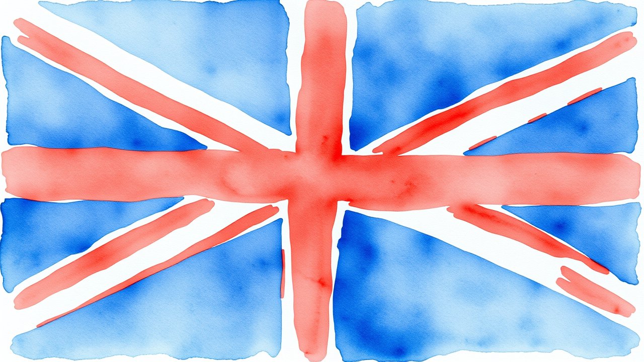 Flag of United Kingdom 🇬🇧 in watercolor style