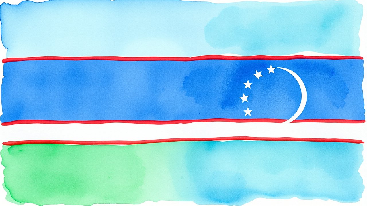 Flag of Uzbekistan πΊπΏ in watercolor style
