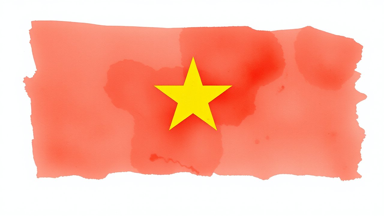 Flag of Vietnam 🇻🇳 in watercolor style