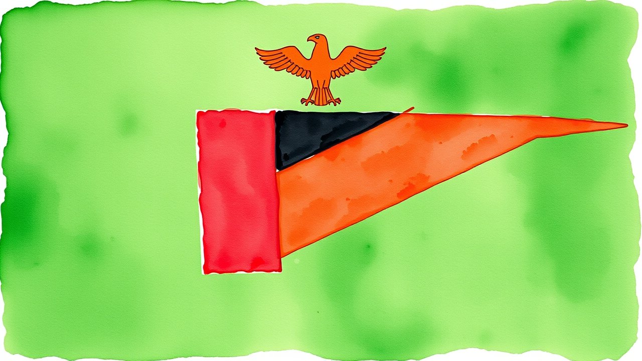 Flag of Zambia 🇿🇲 in watercolor style