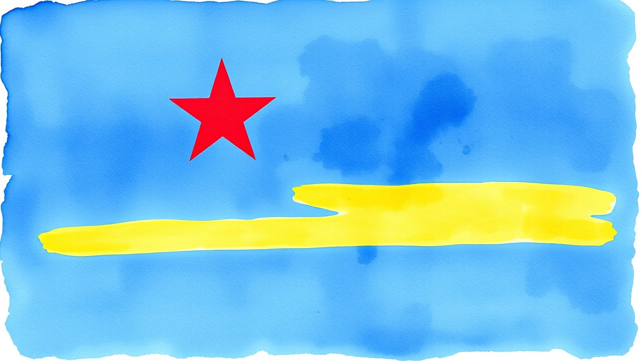 Flag of Aruba 🇦🇼 in watercolor style