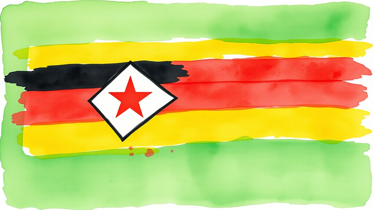 Flag of Zimbabwe 🇿🇼 in watercolor style