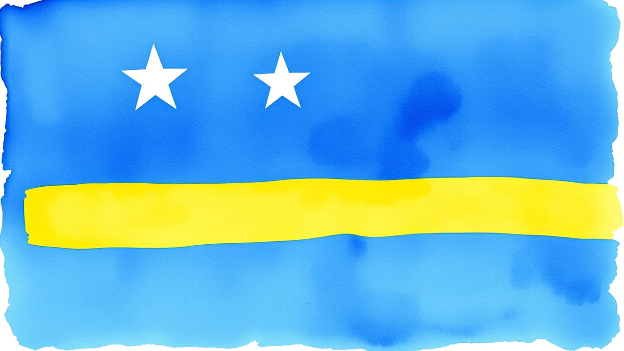 Flag of Curaçao 🇨🇼 in watercolor style