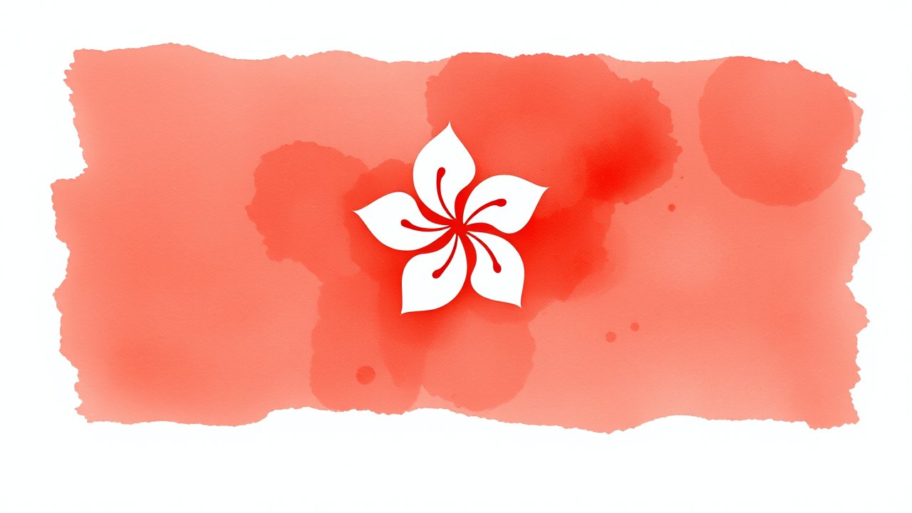 Flag of Hong Kong 🇭🇰 in watercolor style