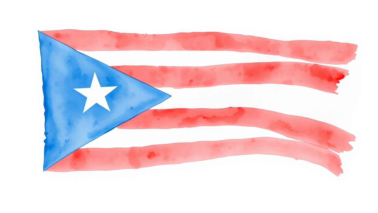 Flag of Puerto Rico 🇵🇷 in watercolor style