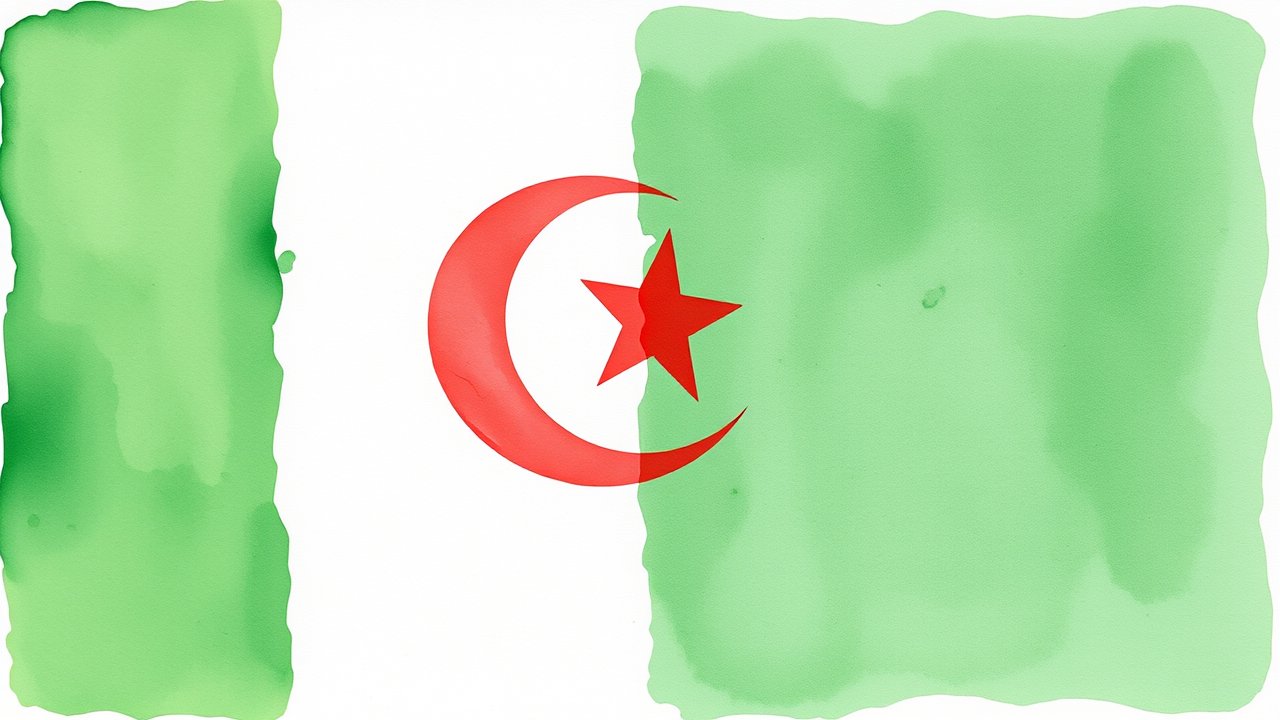 Flag of Algeria 🇩🇿 in watercolor style