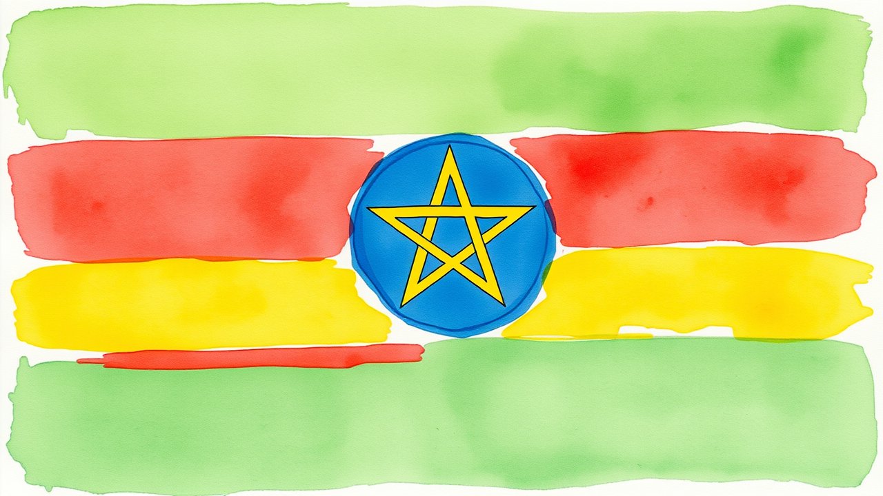 Flag of Ethiopia 🇪🇹 in watercolor style