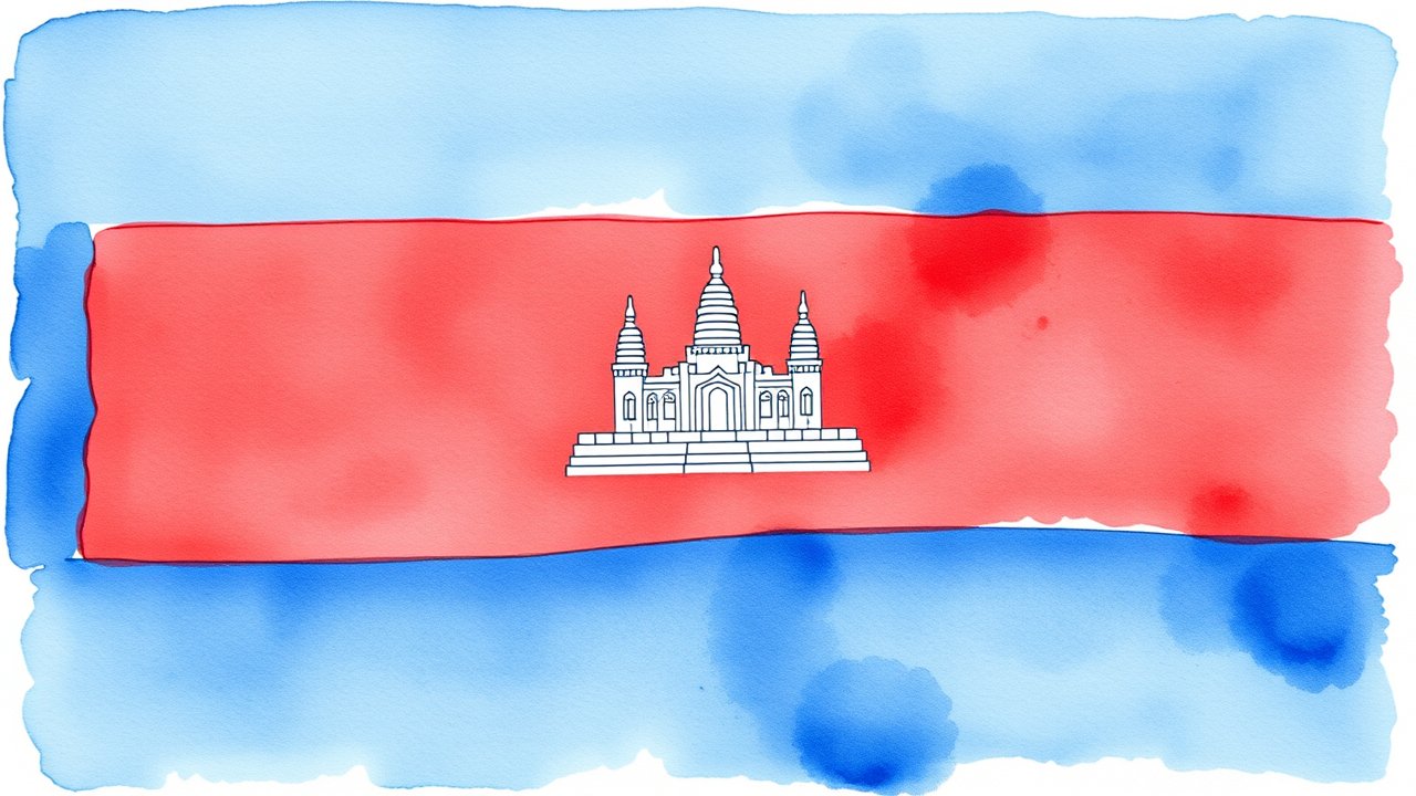 Flag of Cambodia 🇰🇠in watercolor style