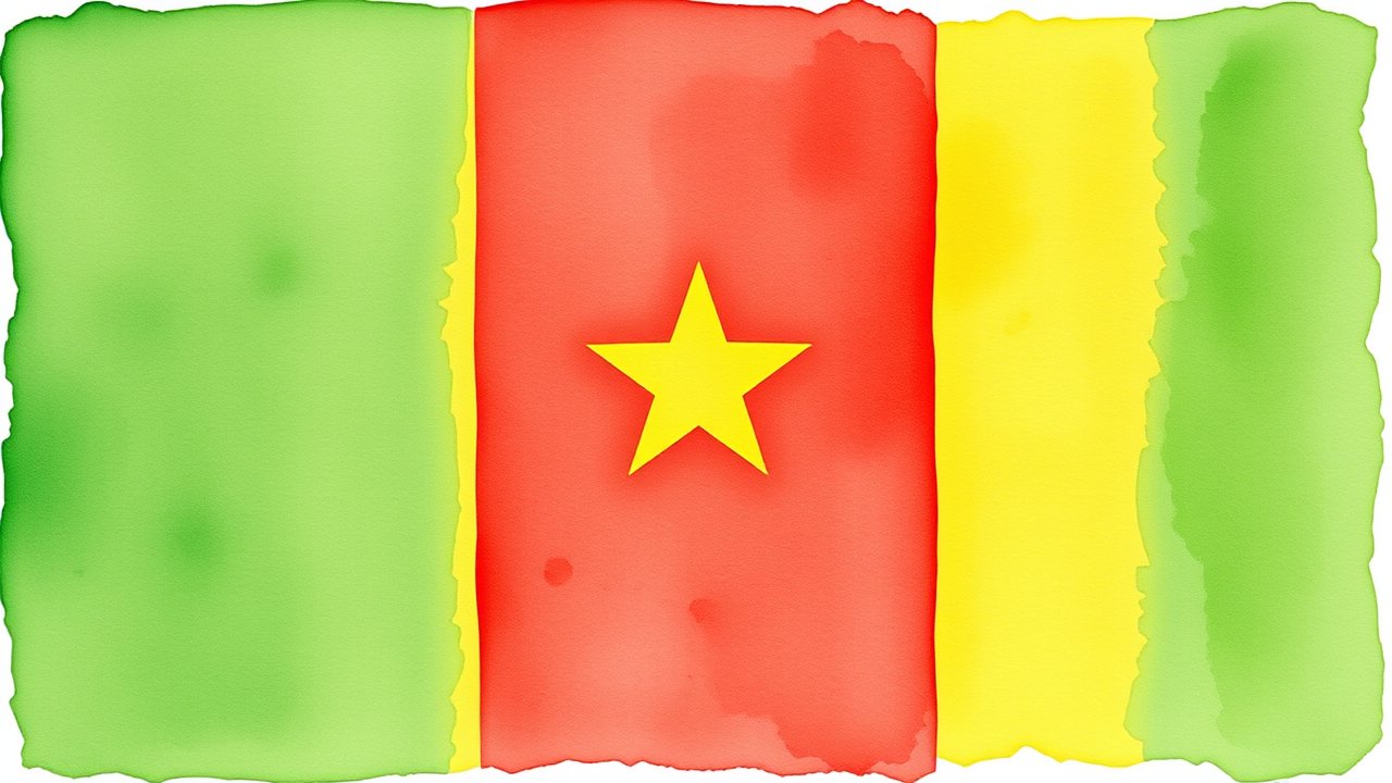 Flag of Cameroon 🇨🇲 in watercolor style