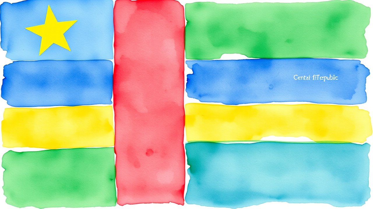 Flag of Central African Republic 🇨🇫 in watercolor style