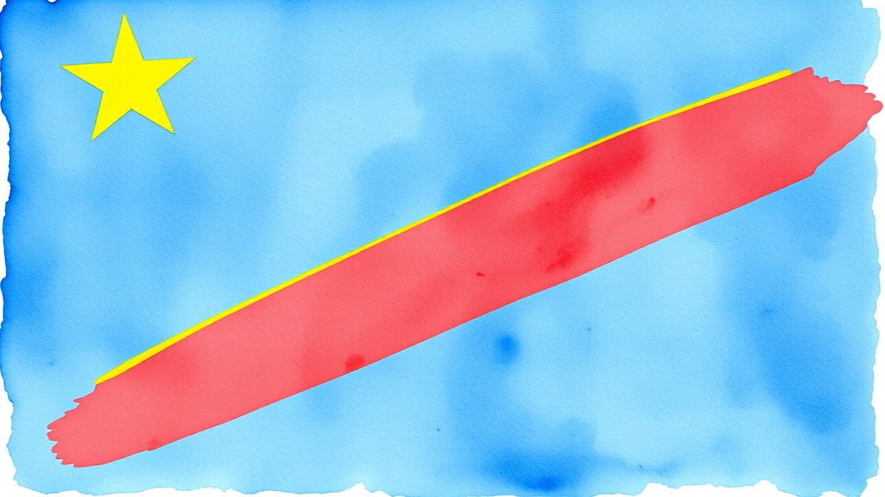 Flag of Democratic Republic of the Congo 🇨🇩 in watercolor style