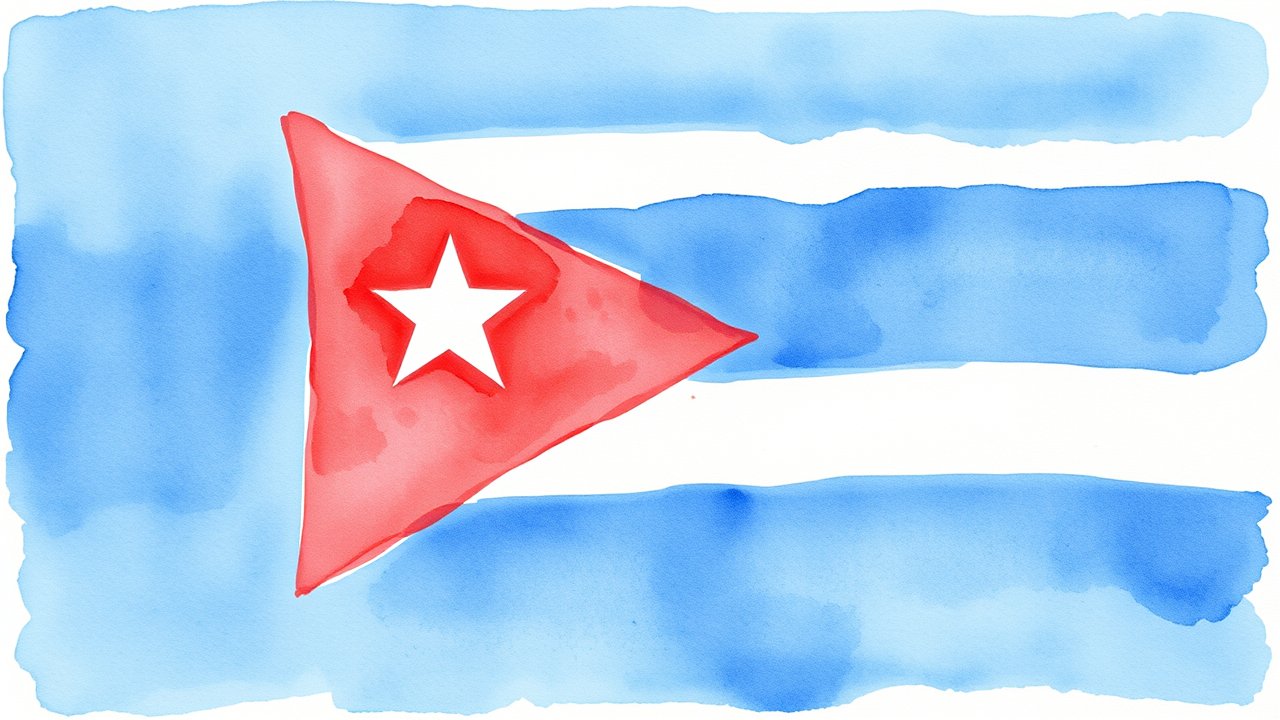 Flag of Cuba 🇨🇺 in watercolor style
