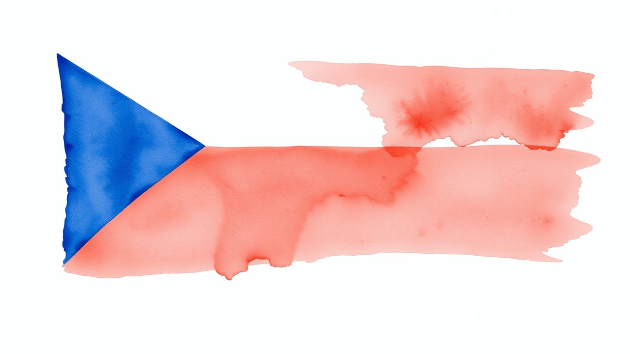Flag of Czech Republic 🇨🇿 in watercolor style