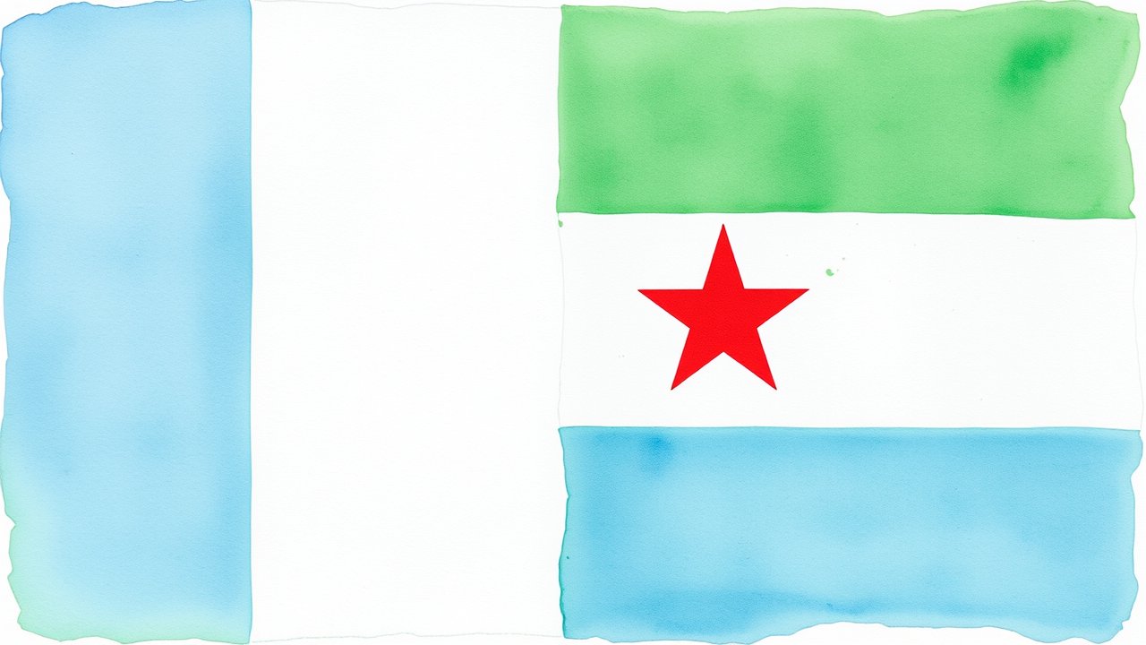 Flag of Djibouti 🇩🇯 in watercolor style