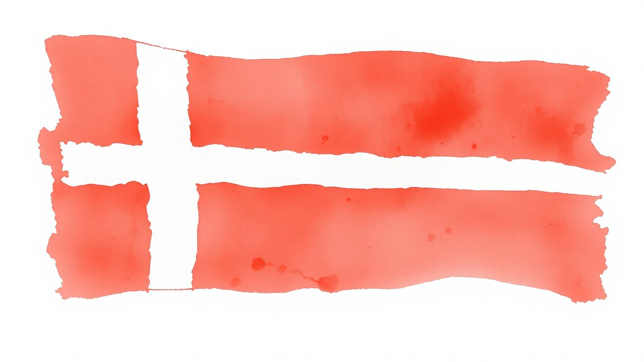 Flag of Denmark 🇩🇰 in watercolor style