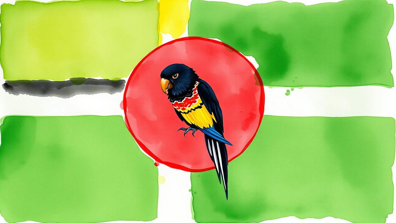 Flag of Dominica 🇩🇲 in watercolor style