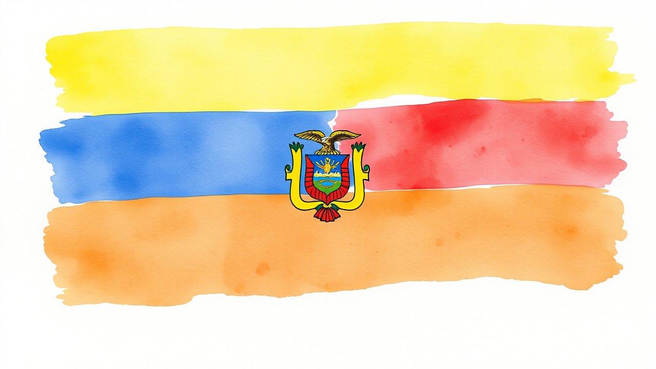 Flag of Ecuador 🇪🇨 in watercolor style
