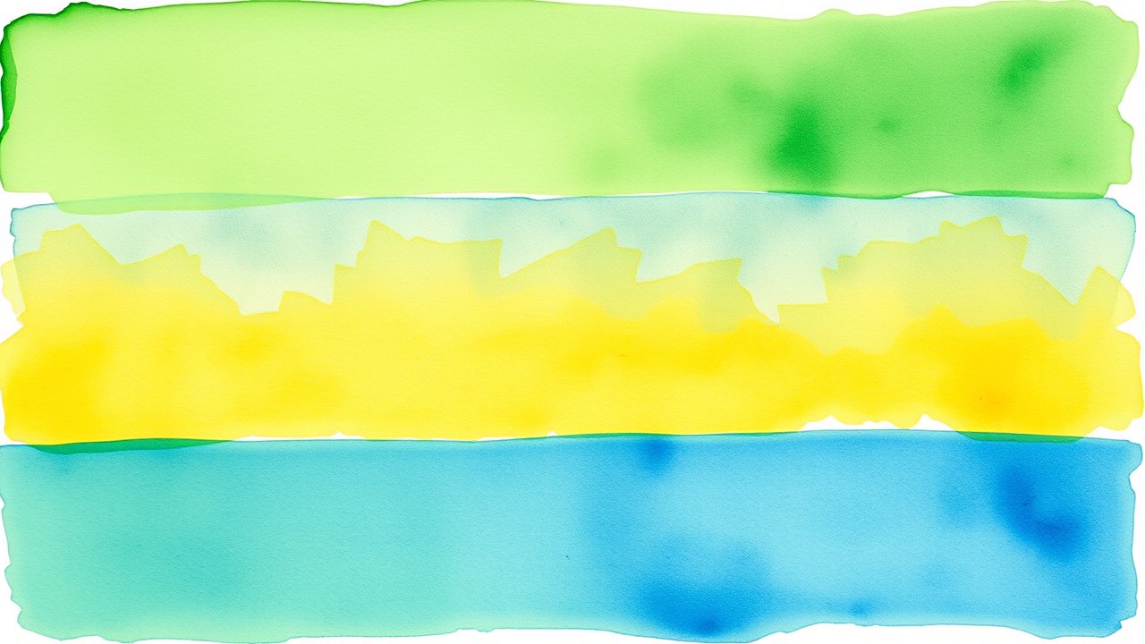 Flag of Gabon 🇬🇦 in watercolor style