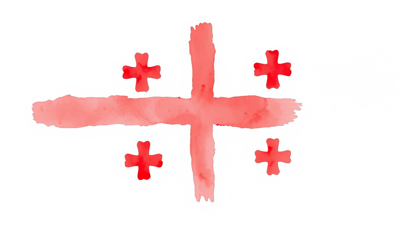 Flag of Georgia 🇬🇪 in watercolor style