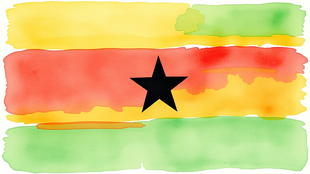 Flag of Ghana 🇬🇭 in watercolor style