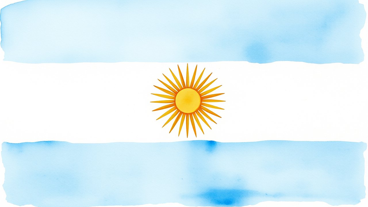 Flag of Argentina 🇦🇷 in watercolor style