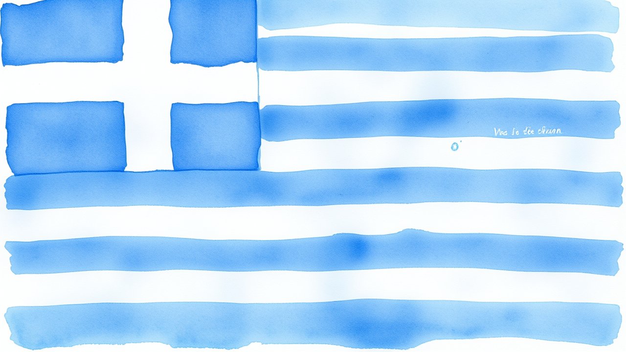 Flag of Greece 🇬🇷 in watercolor style