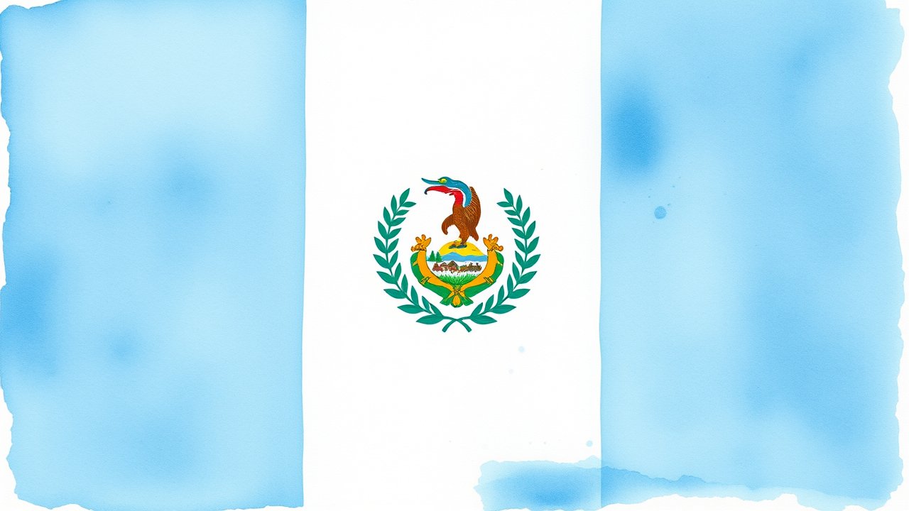 Flag of Guatemala 🇬🇹 in watercolor style