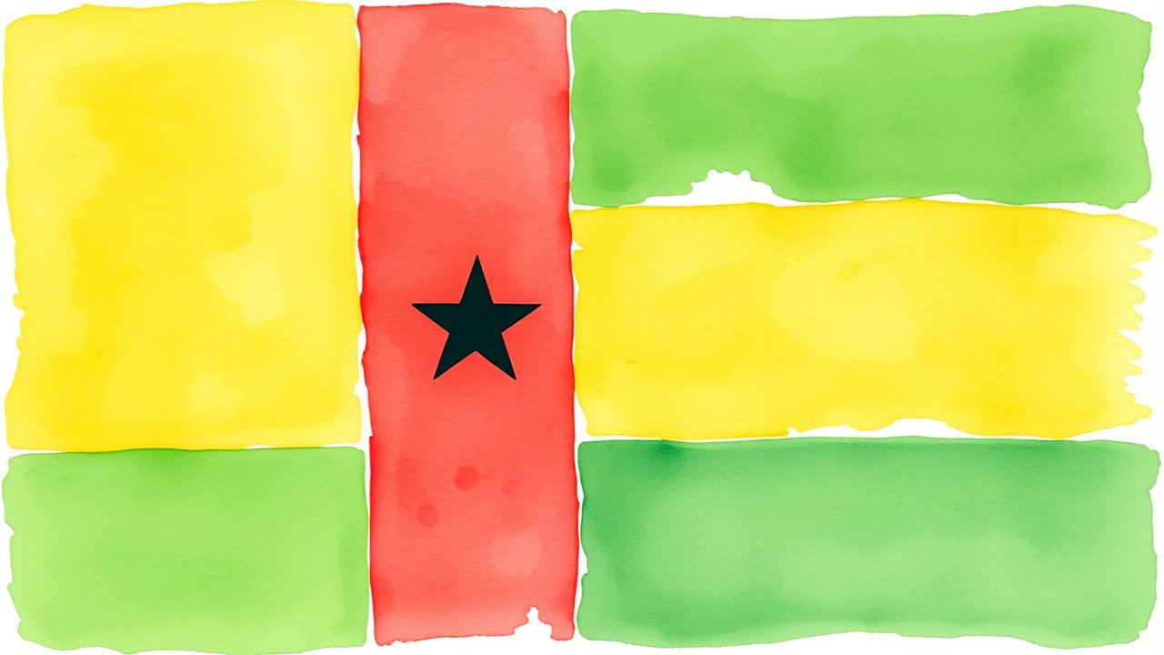 Flag of Guinea-Bissau 🇬🇼 in watercolor style