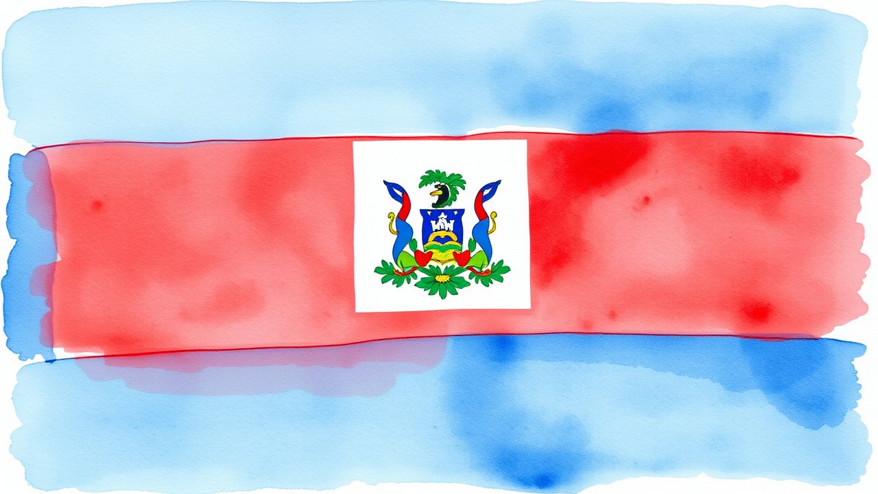 Flag of Haiti 🇭🇹 in watercolor style